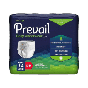 Prevail Daily Protective Underwear, Unisex Disposable Adult Diaper, Maximum Absorbency, Small/Medium, 72 Count (4 Packs of 18)
