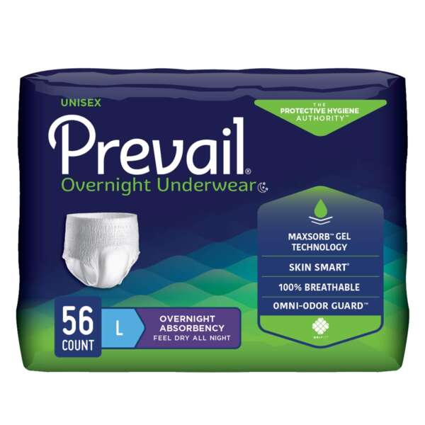 Unisex Adult Absorbent Underwear Prevail® Overnight Pull On with Tear Away Seams Large Disposable Heavy Absorbency - Image 2