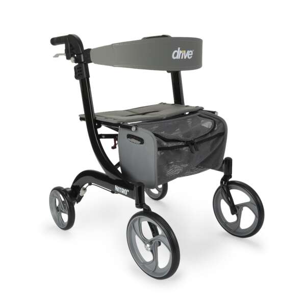 4 Wheel Rollator drive™ Nitro Black 33-1/2 to 38-1/4 Inch Handle Height with 20-1/2 Inch Seat Adjustable Height / Folding Aluminum Frame - Image 2