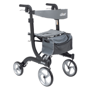 4 Wheel Rollator drive™ Nitro Black 36 to 41 Inch Handle Height with 23-1/2 Inch Seat Height Adjustable / Tall / Folding Aluminum Frame